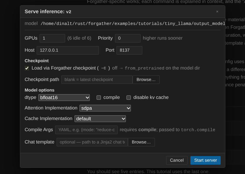 Serve Inference modal with the trained tiny_llama model