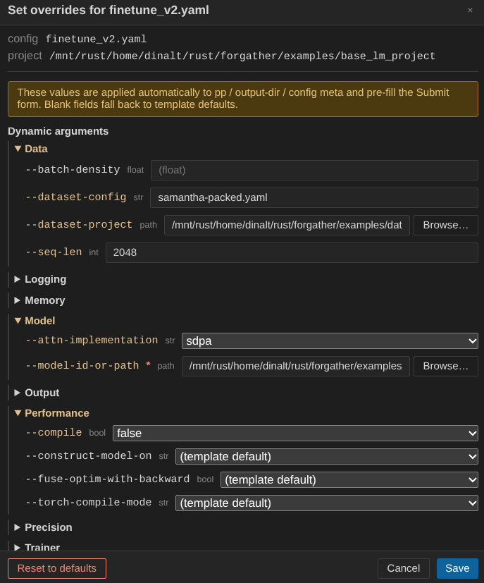 Overrides settings